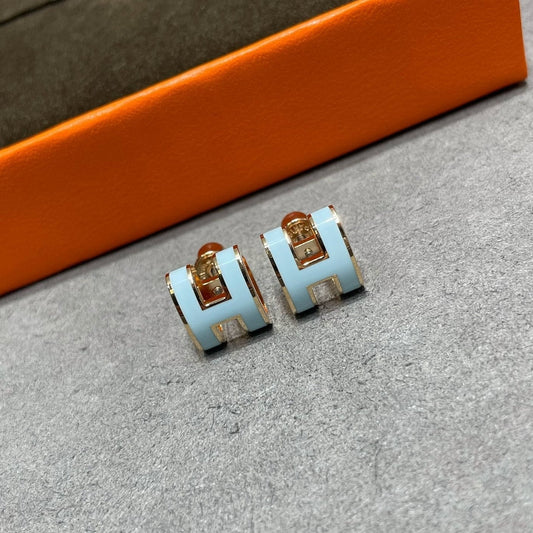 [Lunabriance]POP H SKY BLUE STUD EARRINGS