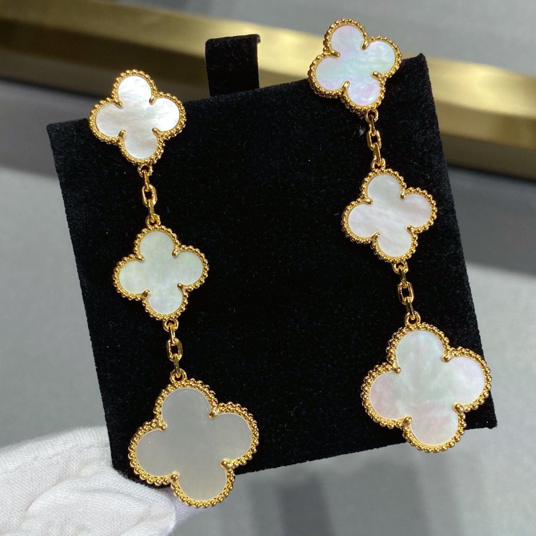 [Lunabriance]CLOVER MOP 3 MOTIFS GOLD EARRINGS