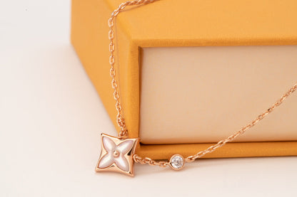 [Lunabriance]STAR PINK MOP 1 DIAMOND PINK GOLD NECKLACE