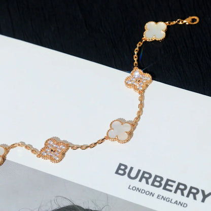 [Luna Brilliance]CLOVER WHITE PEARL MOP 5 MOTIF BRACELET COLLECTION