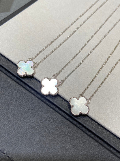 [Lunabriance]CLOVER MEDIUM SILVER WHITE MOP NECKLACE