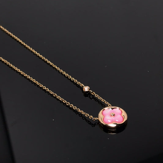 [Lunabriance]COLOR BLOSSOM PINK MOP SUN GOLD NECKLACE