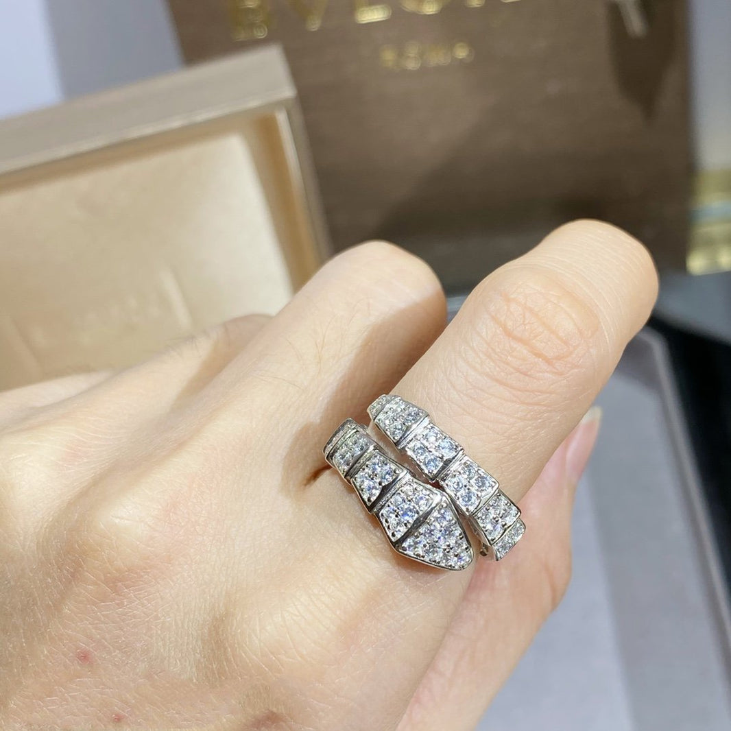 [Luna Brilliance]SERPENTI RING SILVER DIAMOND PAVED