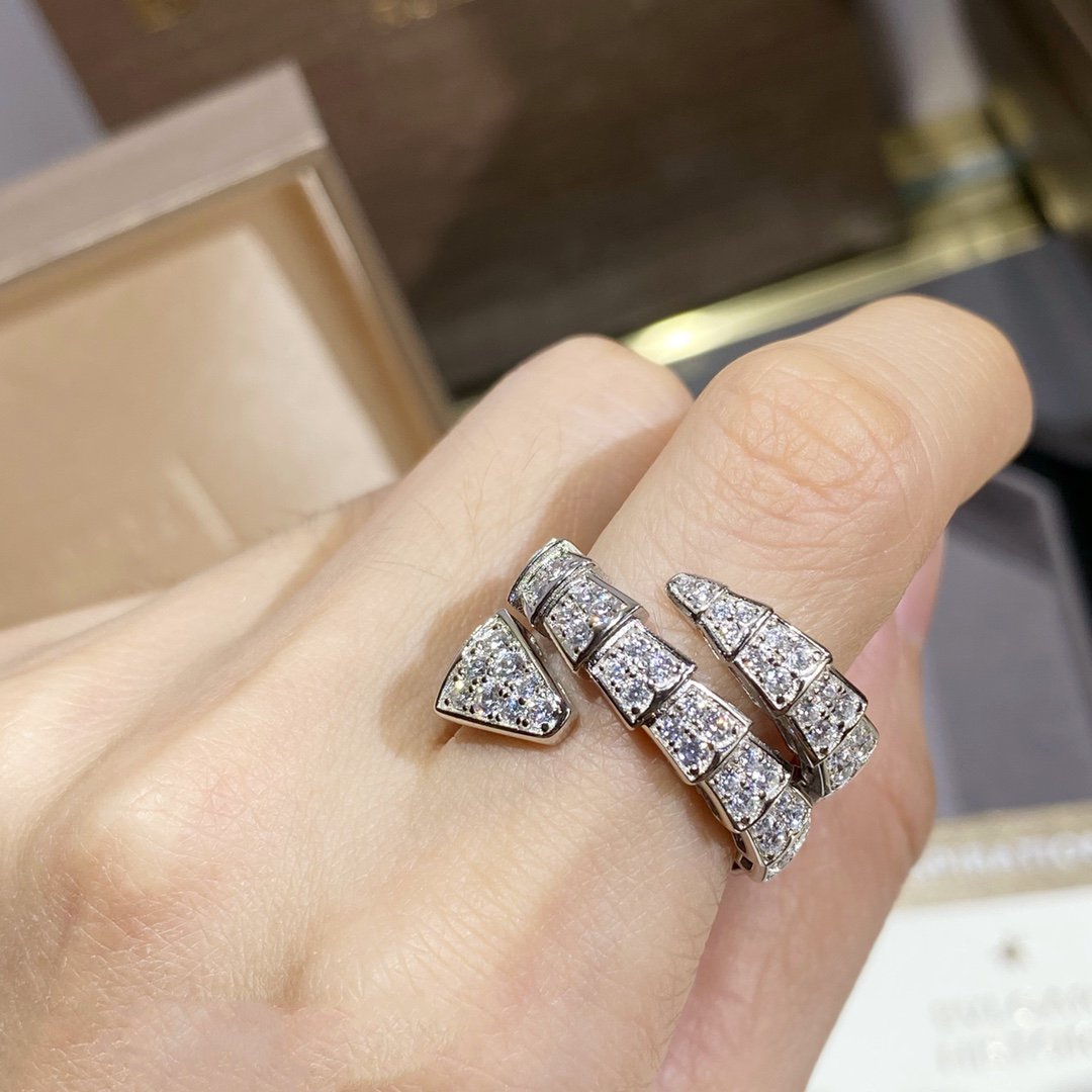 [Lunabriance]SERPENTI DOUBLE RING SILVER DIAMOND PAVED