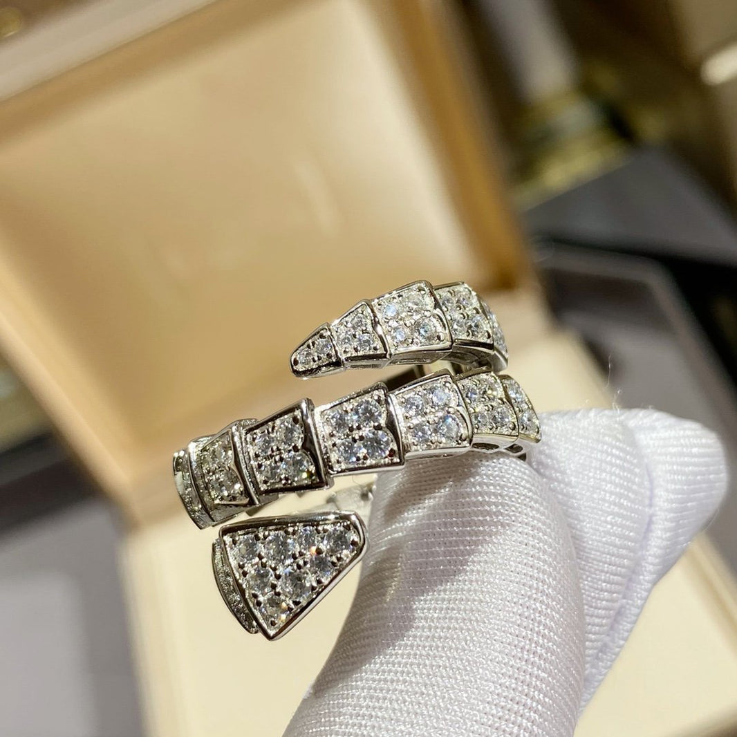 [Luna Brilliance]SERPENTI DOUBLE RING SILVER DIAMOND PAVED