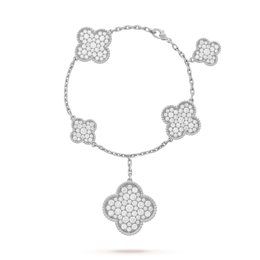 [Lunabriance]CLOVER 6 MOTIFS SILVER DIAMOND BRACELET