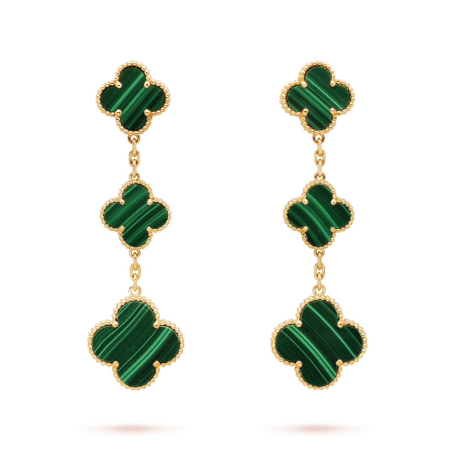 [Lunabriance]CLOVER MALACHITE 3 MOTIFS GOLD