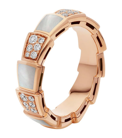 [Lunabriance]SERPENTI RING PINK GOLD MOP DIAMOND PAVED 4MM