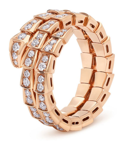 [Lunabriance]SERPENTI RING PINK GOLD DIAMOND DOUBLE ROW