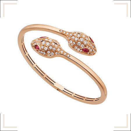 [Luna Brilliance]SERPENTI BRACELET PINK GOLD DIAMOND DOUBLE SNAKE