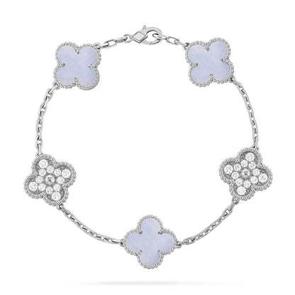 [Luna Brilliance]CLOVER 5 MOTIF PURPLE CHALCEDONY BRACELET COLLECTION