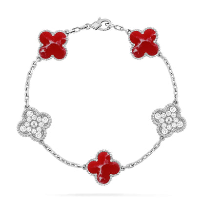 [Luna Brilliance]CLOVER 5 MOTIF RED PATTERN BRACELET COLLECTION