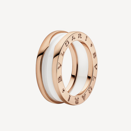 [Luna Brilliance]ZERO 1 TWO-BAND LOOPS AND WHITE CERAMIC SPIRAL PINK GOLD RING