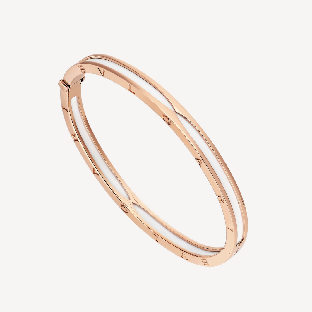 [Luna Brilliance]ZERO 1 PINK GOLD WITH WHITE CERAMIC BRACELET