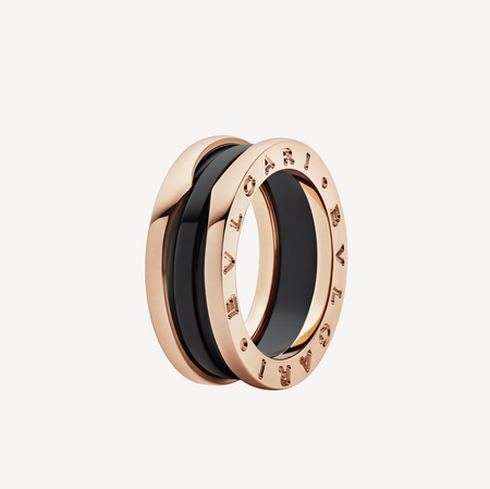 [Luna Brilliance]ZERO 1 TWO-BAND LOOPS AND BLACK CERAMIC PINK GOLD RING