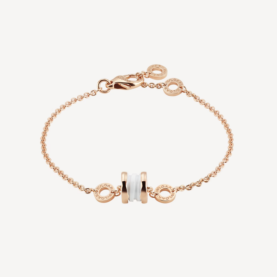 [Luna Brilliance]ZERO 1 SOFT PINK GOLD AND WHITE CERAMIC BRACELET