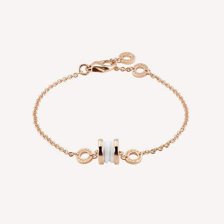 [Luna Brilliance]ZERO 1 SOFT PINK GOLD AND WHITE CERAMIC BRACELET