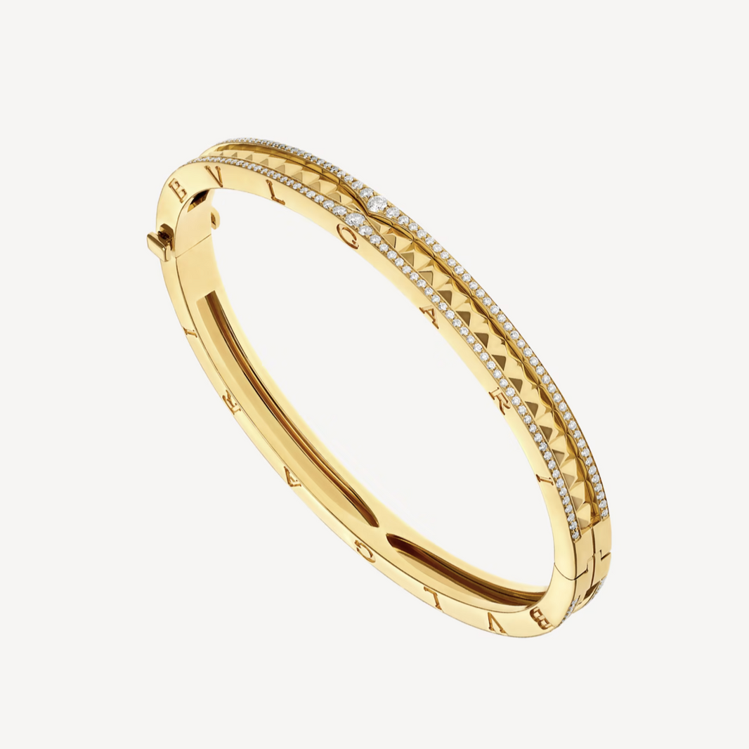 [Luna Brilliance]ZERO 1 SPIRAL AND PAVED DIAMOND GOLD BRACELET