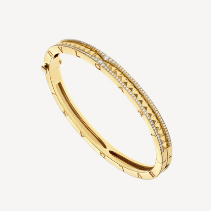 [Lunabriance]ZERO 1 SPIRAL AND PAVED DIAMOND GOLD BRACELET