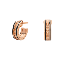 [Luna Brilliance]ZERO 1 ROCK PINK GOLD EARRINGS WITH STUDDED SPIRAL AND BLACK CERAMIC