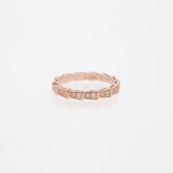 [Luna Brilliance]SERPENTI RING PINK GOLD DIAMOND PAVED 3MM