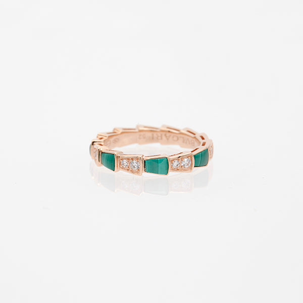 [Lunabriance]SERPENTI RING PINK GOLD MALACHITE DIAMOND 3MM