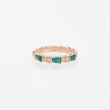 [Lunabriance]SERPENTI RING PINK GOLD MALACHITE DIAMOND 3MM