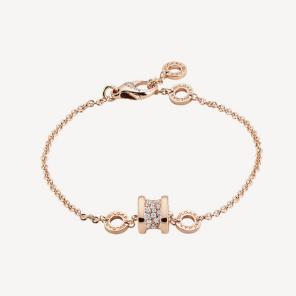 [Lunabriance]ZERO 1 SOFT PINK GOLD WITH PAVED DIAMONDS ON THE SPIRAL BRACELET