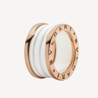 [Luna Brilliance]ZERO 1 FOUR-BAND LOOPS AND WHITE CERAMIC SPIRAL PINK GOLD RING