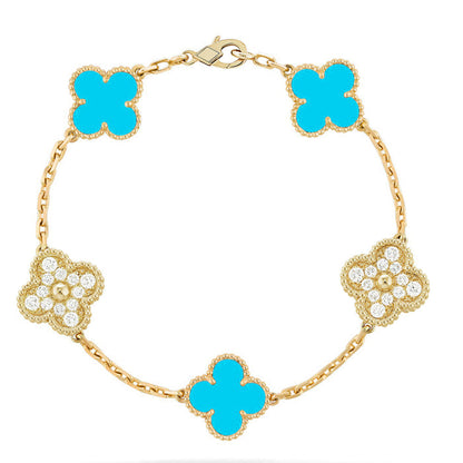 [Luna Brilliance]CLOVER 5 MOTIF TURQUOISE BRACELET COLLECTION
