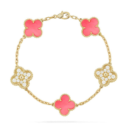 [Luna Brilliance] CLOVER 5 MOTIFS  PINK MOP BRACELET COLLECTION