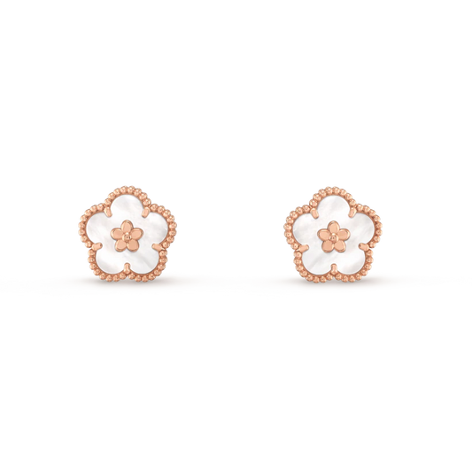 [Lunabriance]LUCKY PINK GOLD WHITE MOP EARRINGS