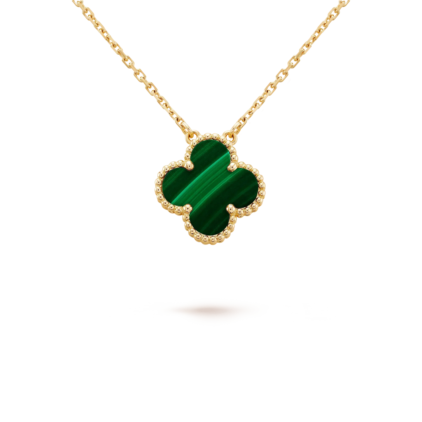 [Lunabriance]CLOVER 15MM MALACHITE SINGLE FLOWER  NECKLACE