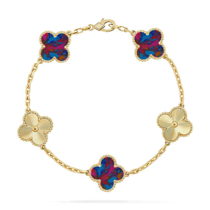 [Luna Brilliance]CLOVER 5 MOTIF COLOR GEMSTONES BRACELET COLLECTION