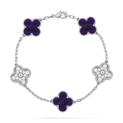 [Luna Brilliance]CLOVER 5 MOTIF PURPLE STRIPES BRACELET COLLECTION