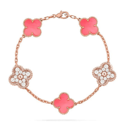 [Luna Brilliance] CLOVER 5 MOTIFS  PINK MOP BRACELET COLLECTION