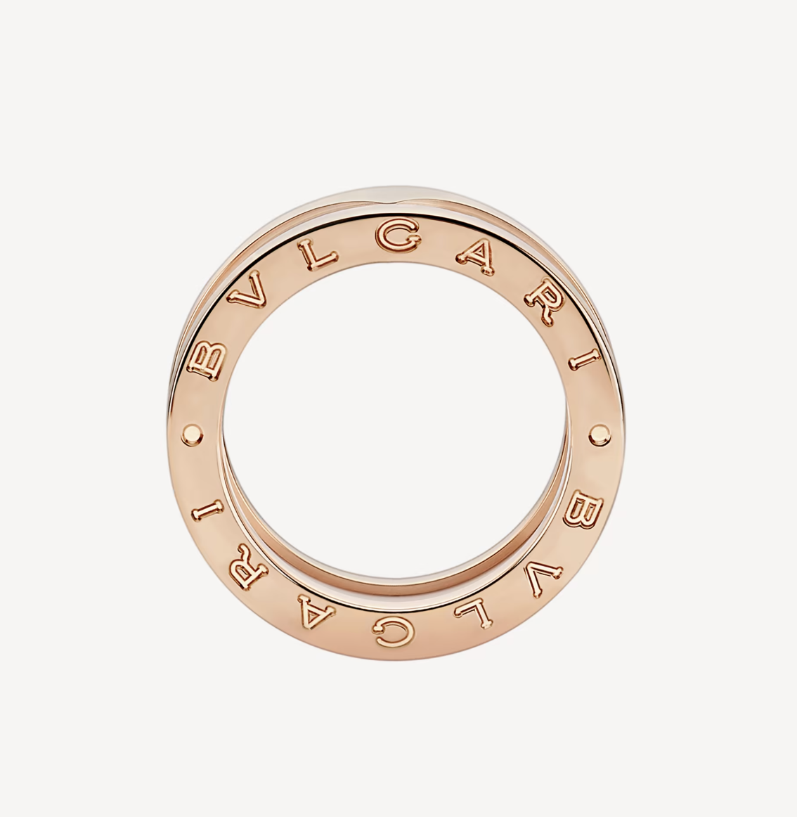 [Lunabriance]ZERO 1 TWO-BAND LOOPS AND WHITE CERAMIC SPIRAL PINK GOLD RING