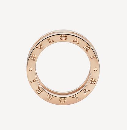 [Lunabriance]ZERO 1 TWO-BAND LOOPS AND WHITE CERAMIC SPIRAL PINK GOLD RING