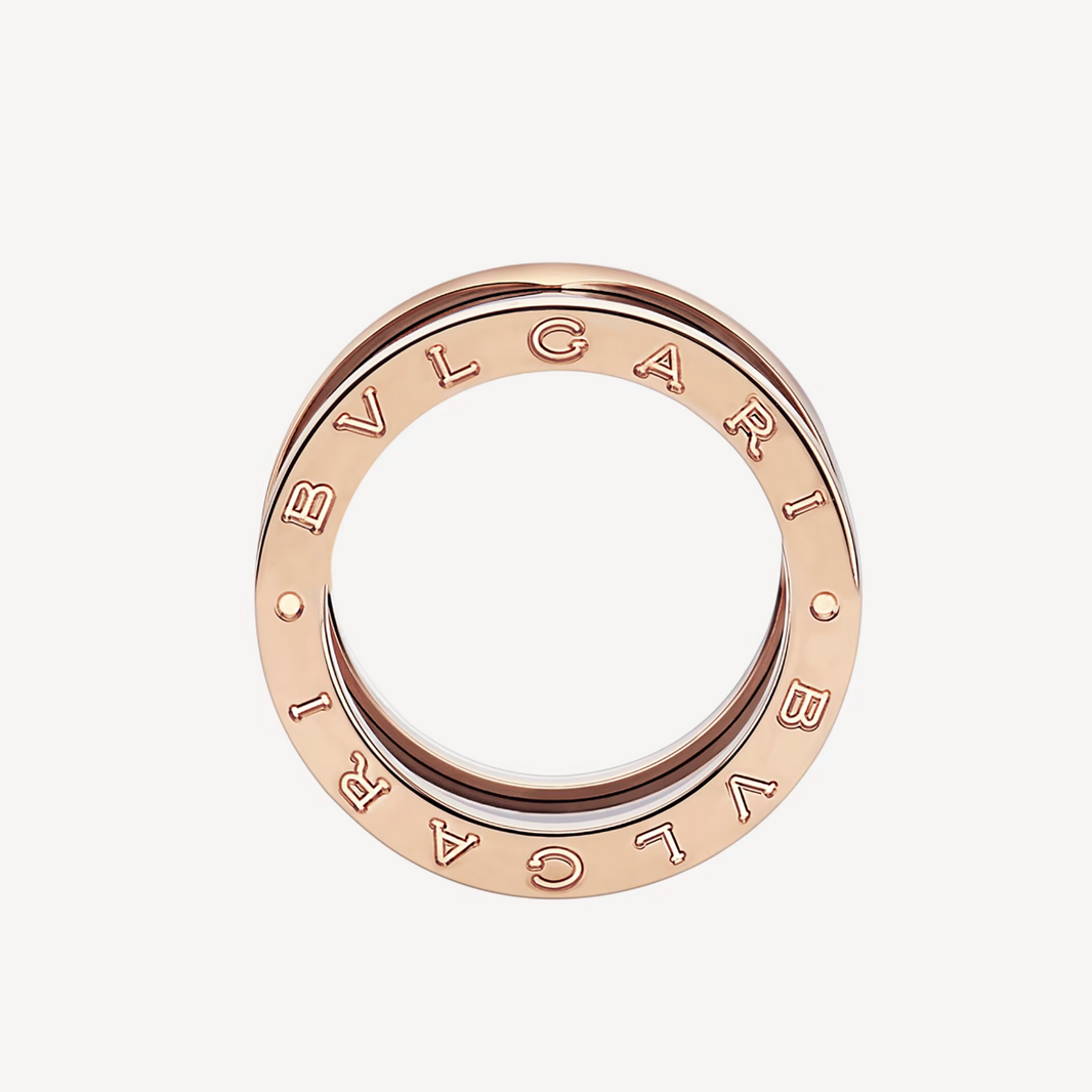 [Luna Brilliance]ZERO 1 FOUR-BAND LOOPS AND BLACK CERAMIC SPIRAL PINK GOLD RING