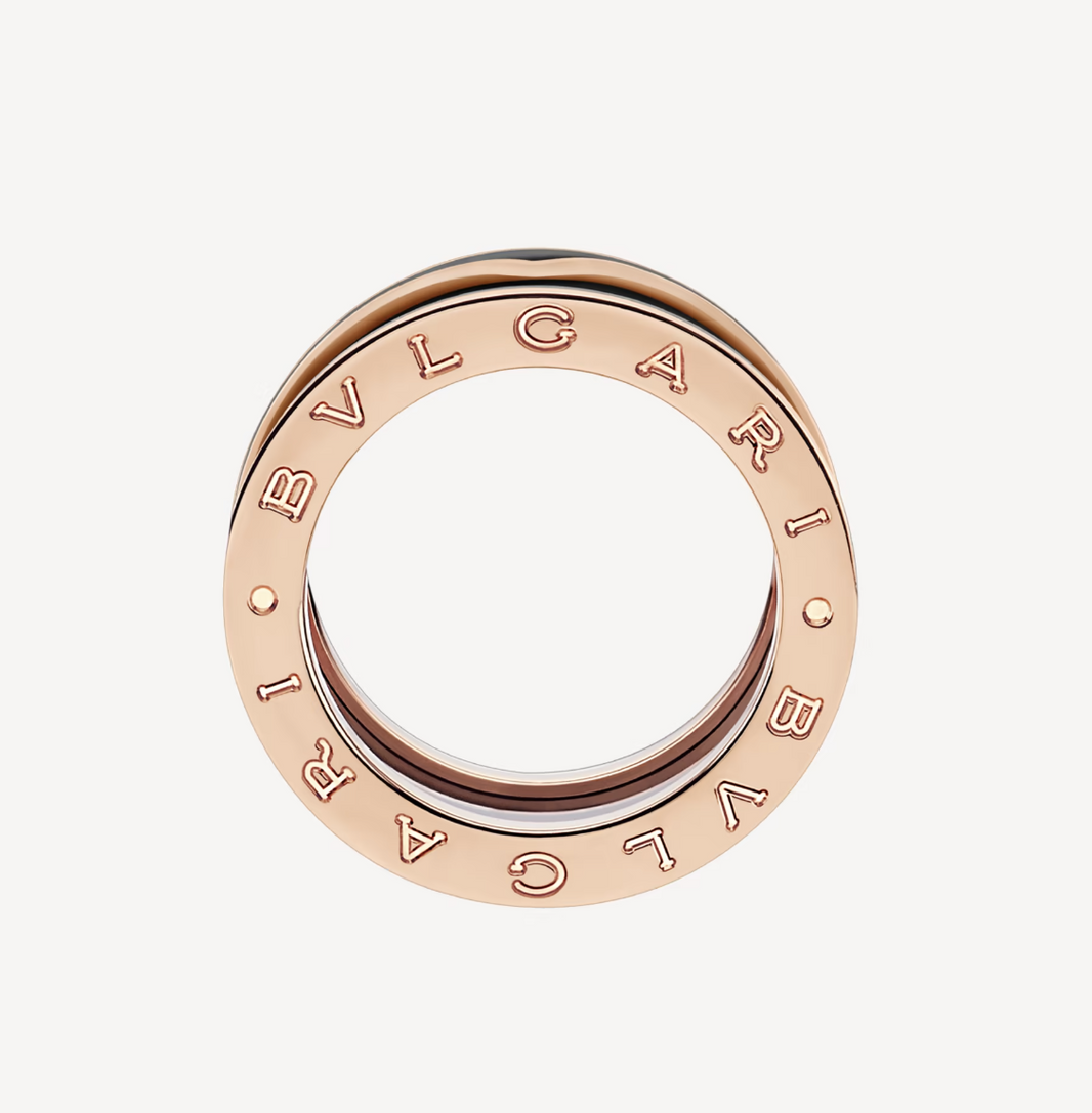 [Luna Brilliance]ZERO 1 TWO-BAND WITH MATTE BLACK CERAMIC PINK GOLD RING