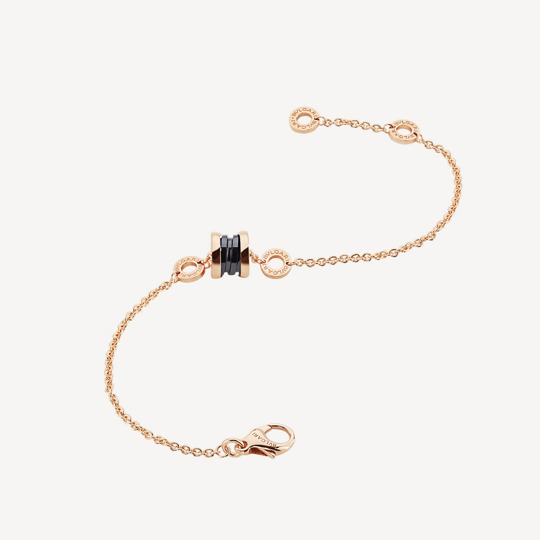 [Luna Brilliance]ZERO 1 SOFT PINK GOLD AND BLACK CERAMIC BRACELET