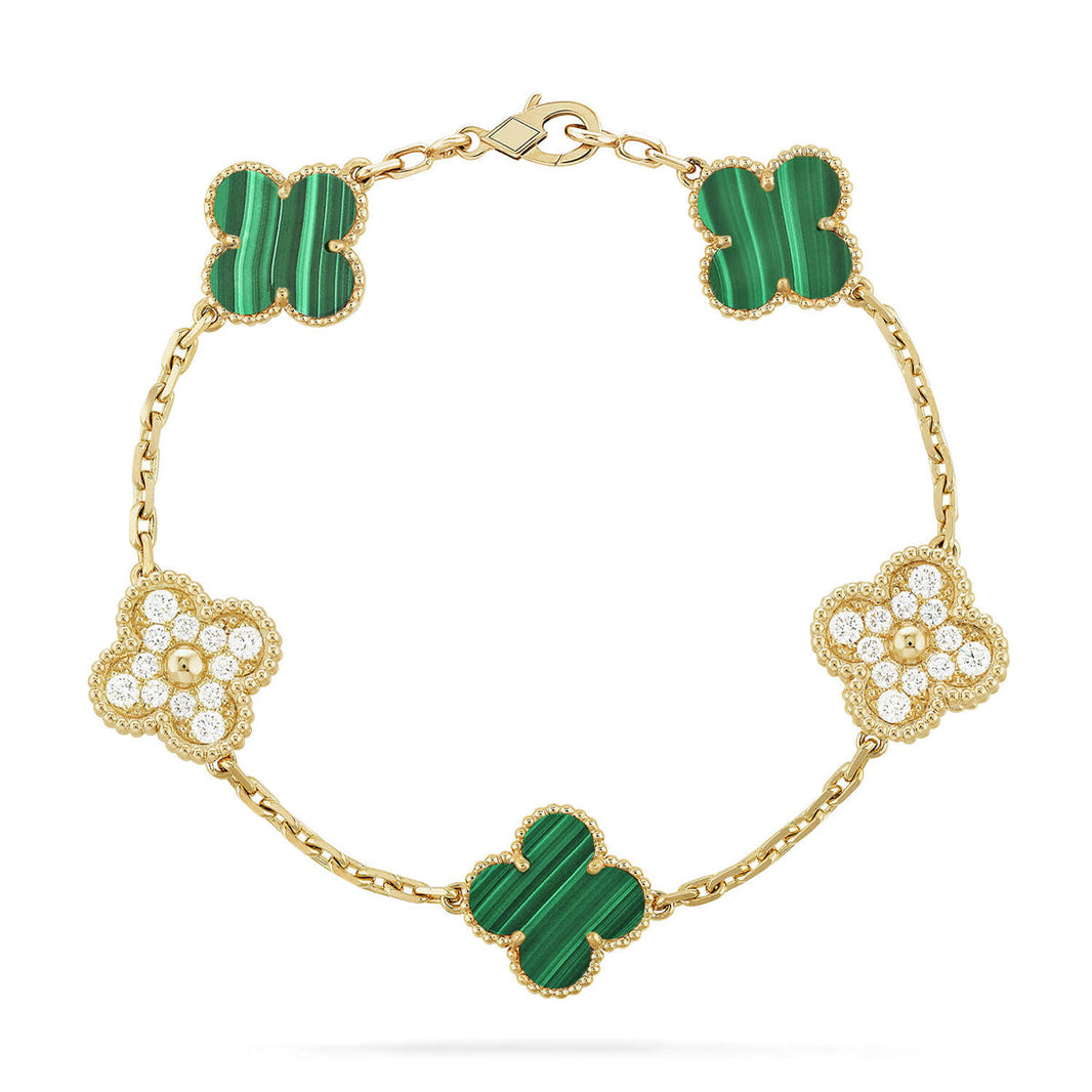 [Luna Brilliance]CLOVER 5 MOTIF MALACHITE BRACELET COLLECTION