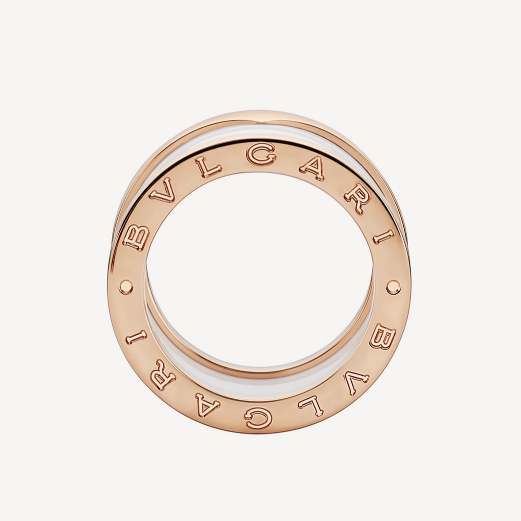 [Luna Brilliance]ZERO 1 FOUR-BAND LOOPS AND WHITE CERAMIC SPIRAL PINK GOLD RING