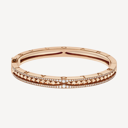 [Lunabriance]ZERO 1 SPIRAL AND PAVED DIAMOND PINK GOLD BRACELET