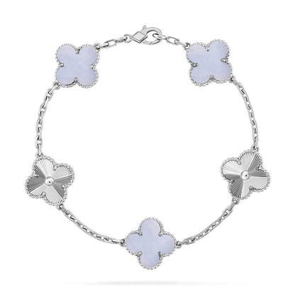 [Luna Brilliance]CLOVER 5 MOTIF PURPLE CHALCEDONY BRACELET COLLECTION