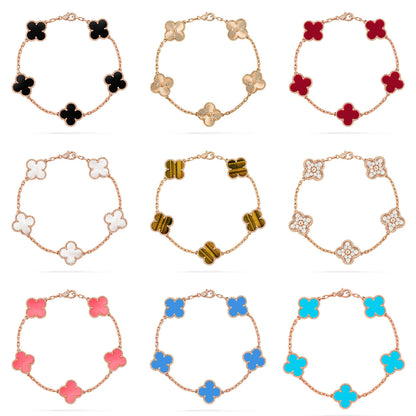 [Luna Brilliance]THICK GOLD-PLATED CUSTOM SIZE EDITION CLOVER ROSE GOLD BRACELET COLLECTION,5 MOTIFS