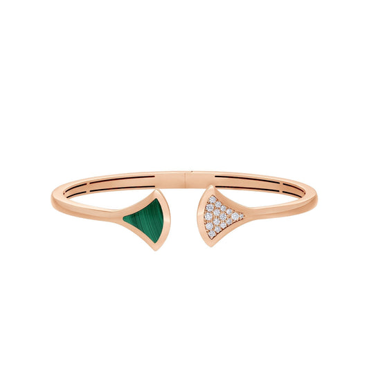 [Lunabriance]DREAM BRACELET OPEN MALACHITE PINK GOLD