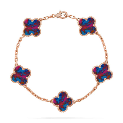 [Luna Brilliance]CLOVER 5 MOTIF COLOR GEMSTONES BRACELET COLLECTION