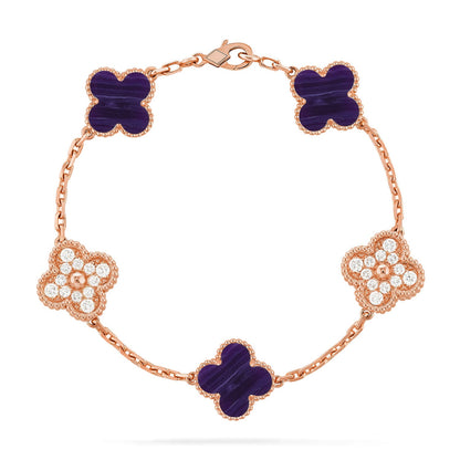 [Luna Brilliance]CLOVER 5 MOTIF PURPLE STRIPES BRACELET COLLECTION