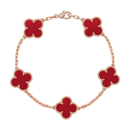 [Luna Brilliance] CLOVER 5 MOTIF RED CORNELIAN BRACELET COLLECTION